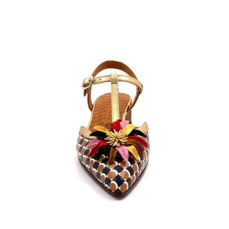 Chie Mihara Heleni arany bőr és nyomat Ivoire Chaussures