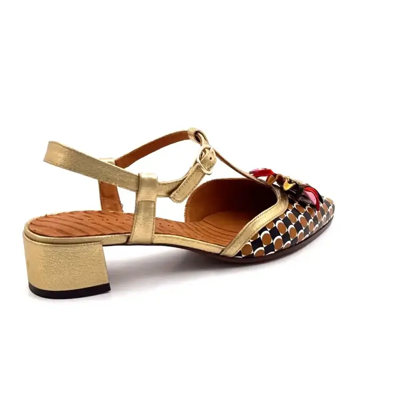 Chie Mihara Heleni arany bőr és nyomat Ivoire Chaussures