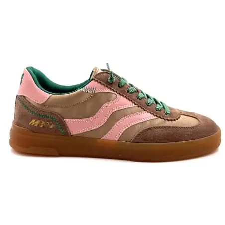 MRP Mrp22 Semsket skinn og taupe tekstil Rosa skinn Grønne lisser Ivoire Chaussures