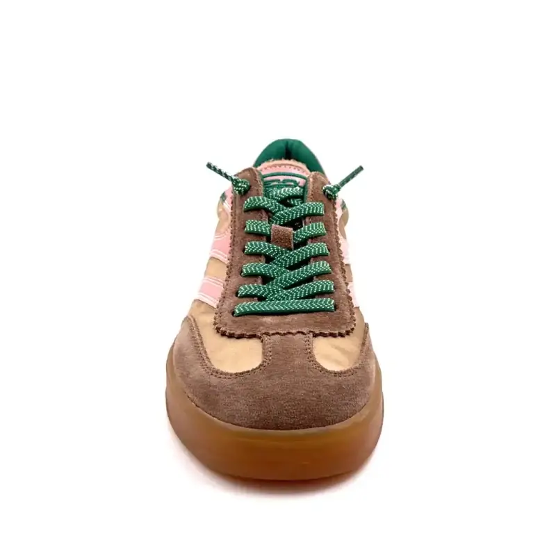 MRP Mrp22 Semsket skinn og taupe tekstil Rosa skinn Grønne lisser Ivoire Chaussures