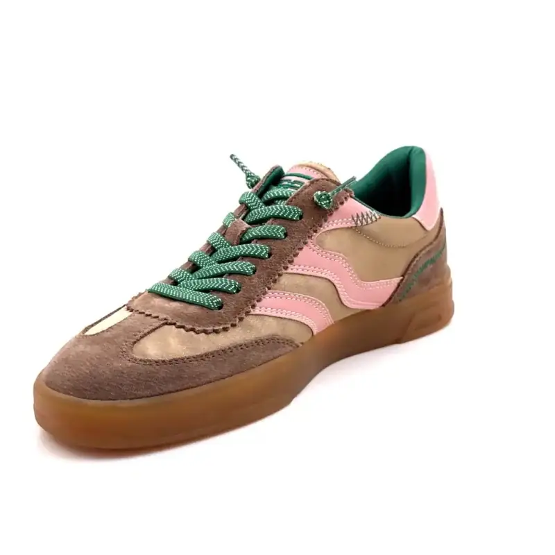 MRP Mrp22 Suede & Taupe Textile Pink Leather Green Laces Ivoire Chaussures
