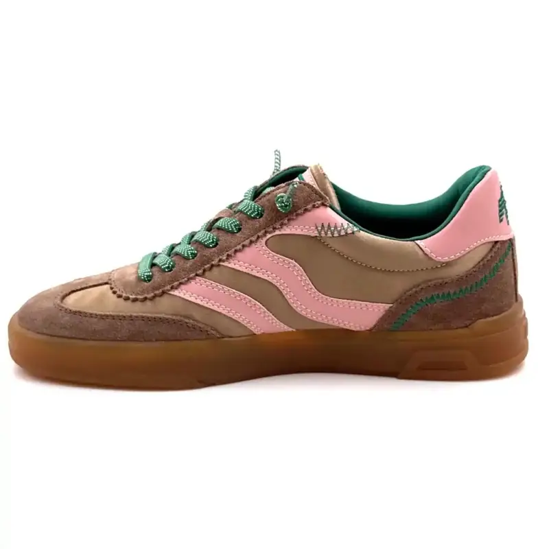 MRP Mrp22 Ruskind & Taupe Tekstil Pink Læder Grønne Snørebånd Ivoire Chaussures