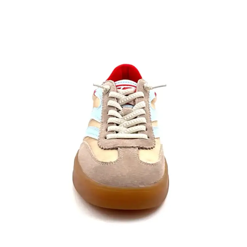 MRP Mrp22 Piele întoarsă și textilă bej, piele albastră Ivoire Chaussures