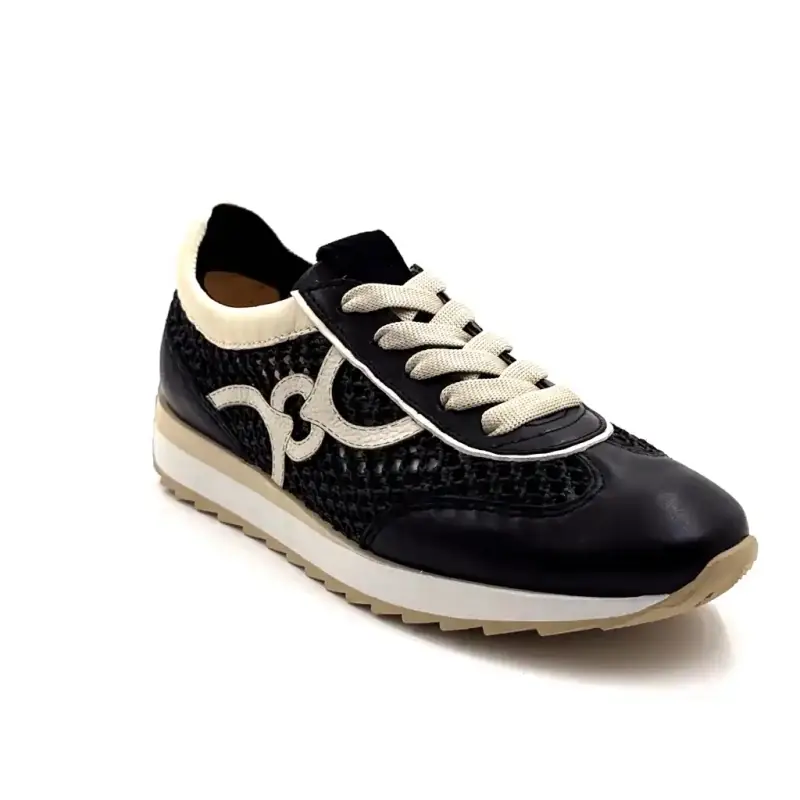 Softwaves 9.32.29 Couro e Tecido Preto Ivoire Chaussures