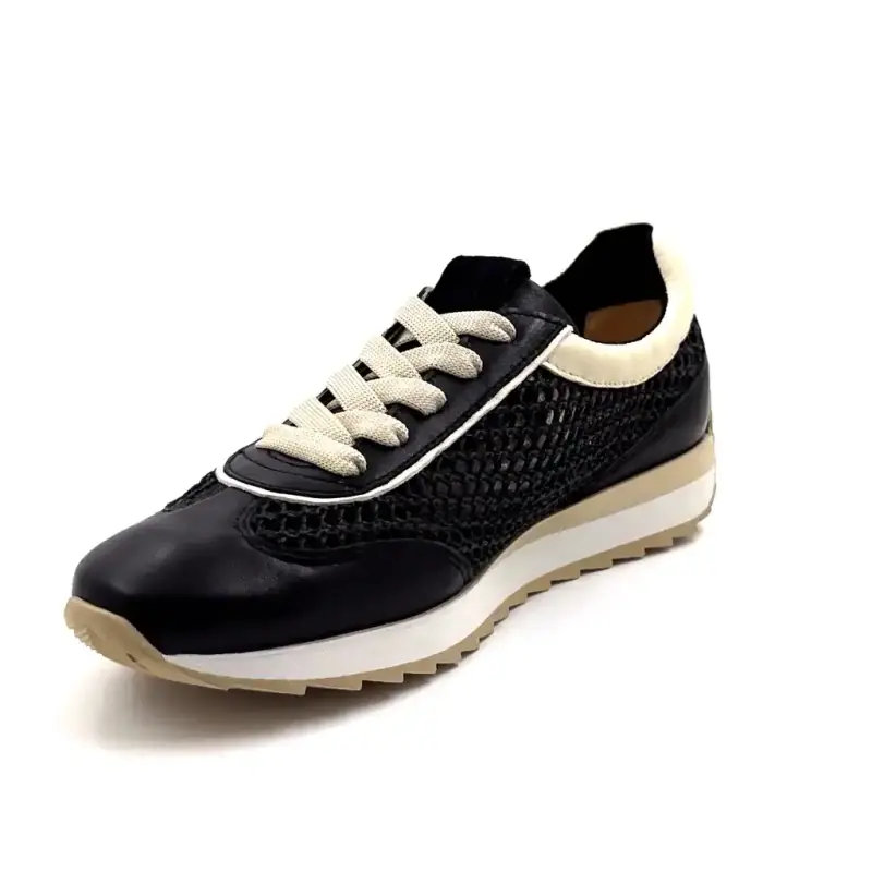 Softwaves 9.32.29 Leer & Textiel Zwart Ivoire Chaussures