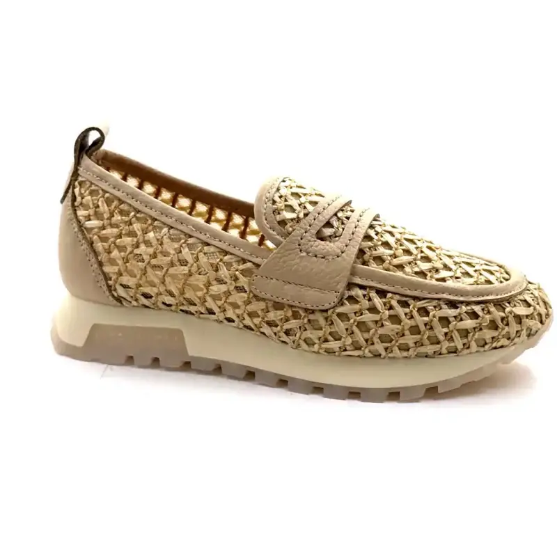 Hispanitas 264658 C004 Raffia és bézs bőr Ivoire Chaussures