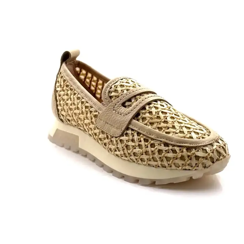 Hispanitas 264658 C004 Raffia és bézs bőr Ivoire Chaussures