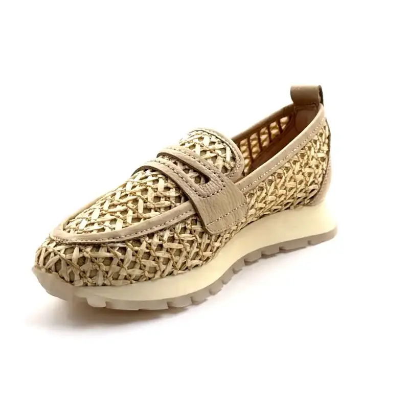 Hispanitas 264658 C004 Raffia és bézs bőr Ivoire Chaussures