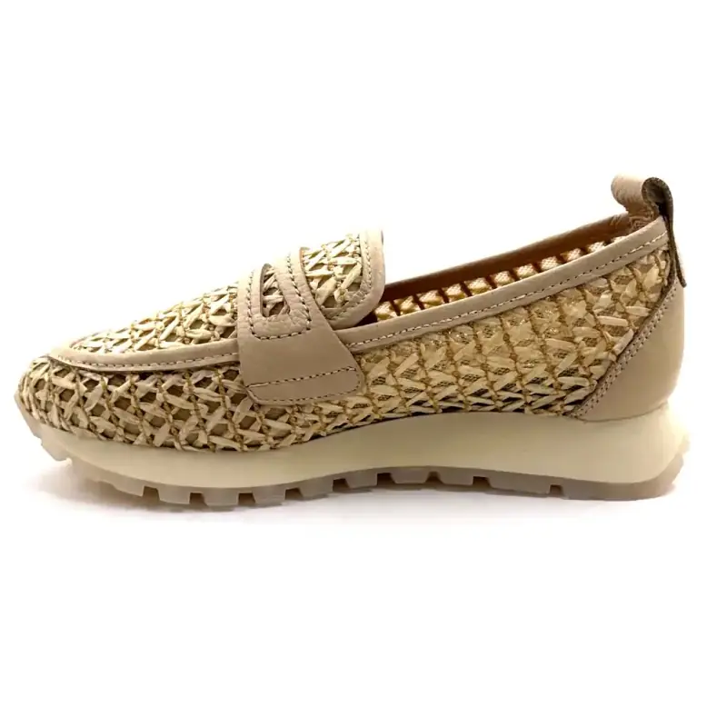 Hispanitas 264658 C004 Raffia & Beige Læder Ivoire Chaussures