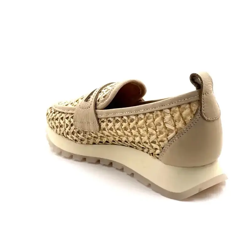 Hispanitas 264658 C004 Rafia e pelle beige Ivoire Chaussures