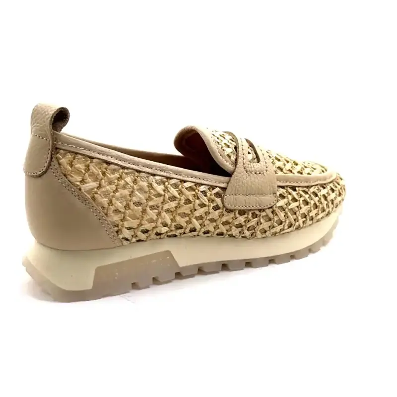 Hispanitas 264658 C004 Raffia és bézs bőr Ivoire Chaussures