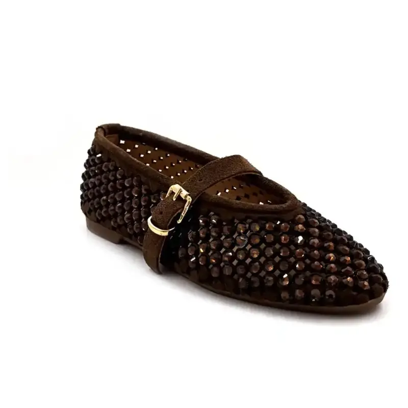 Mimmu m724 m11 – Brun semsket skinn og strass Ivoire Chaussures