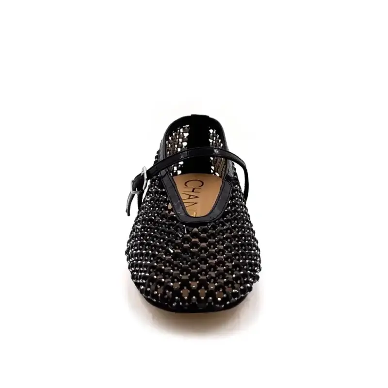 Chantal 3149-774 Svart Läder & Strassstenar Ivoire Chaussures