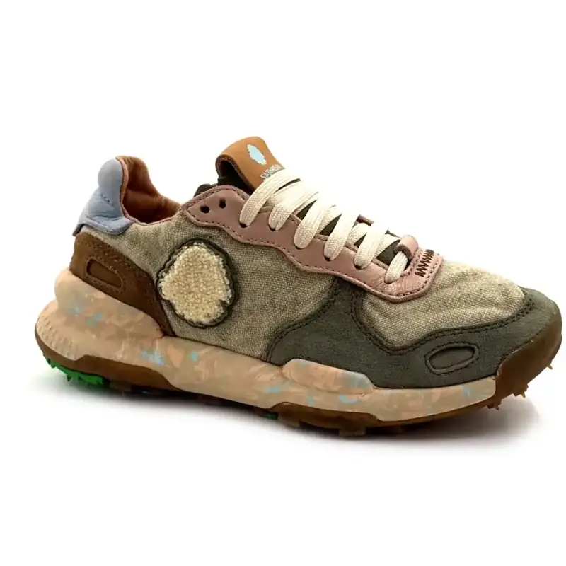 Satorisan Chacrona Lino Pelle e Tessuto Cachi Ivoire Chaussures