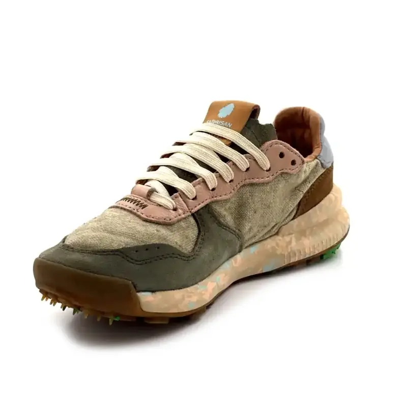 Satorisan Chacrona Linen Cuir & Textile Kaki Ivoire Chaussures