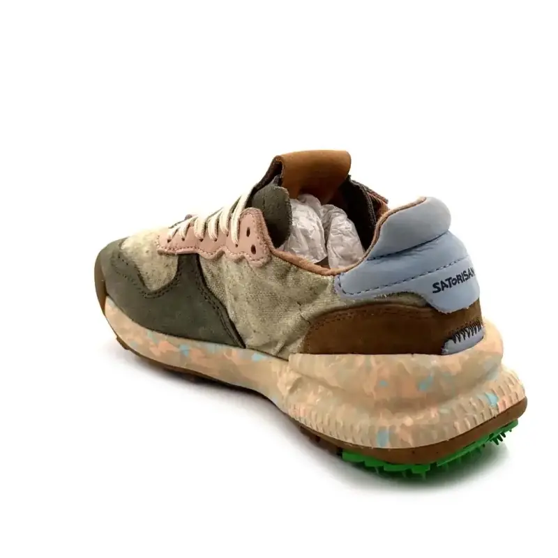 Satorisan Chacrona Linen Leather & Textile Khaki Ivoire Chaussures