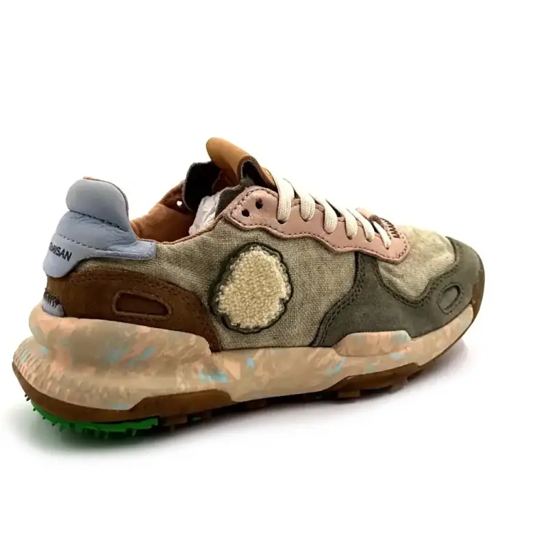 Satorisan Chacrona Leinen Leder & Textil Khaki Ivoire Chaussures