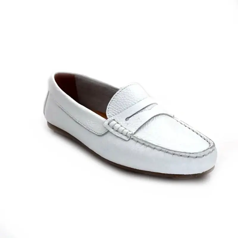 Ivoire 10322 Anilina-kornet skinn hvitt Ivoire Chaussures