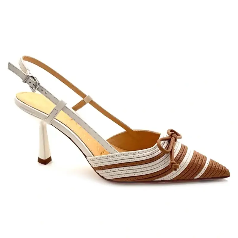 Chantal 3152 Lia Weiß & Kamelleder Ivoire Chaussures