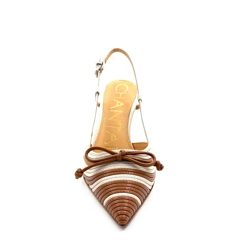 Chantal 3152 Lia Hvid & Kamel Læder Ivoire Chaussures