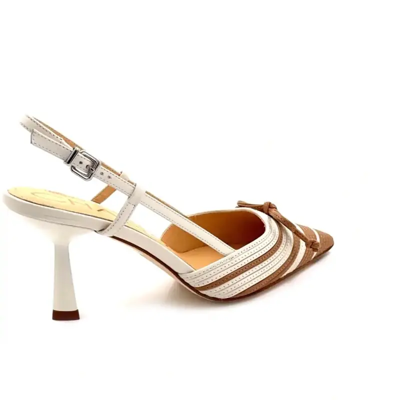 Chantal 3152 Lia Λευκό & Δέρμα Camel Ivoire Chaussures