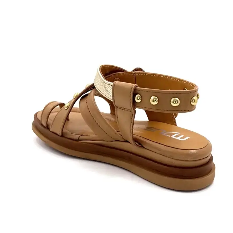 Mjus 114004 101 0002 Couro Camel e Dourado Ivoire Chaussures