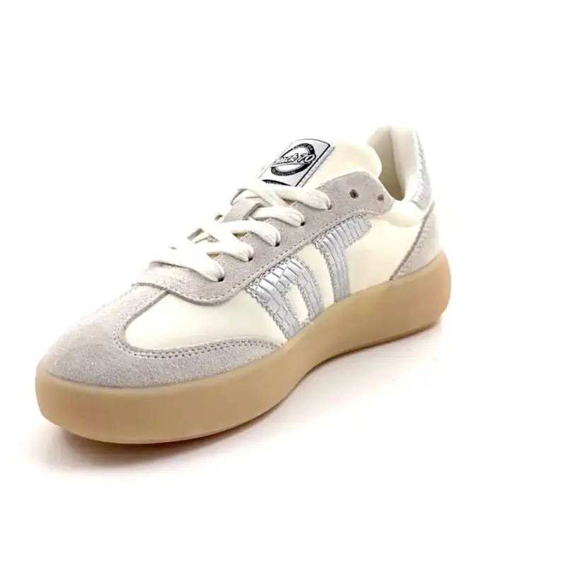 Tillbaka 70 Brooklynnn n26-407 Läder & Textil Vit & Silver Ivoire Chaussures