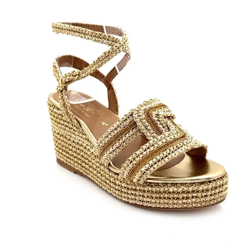 Fiorina 182 j791s fehér és arany raffia Ivoire Chaussures