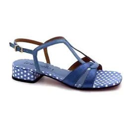 Ivoire sandalen met hak 368 Hemelsblauw leer & stippen %price%