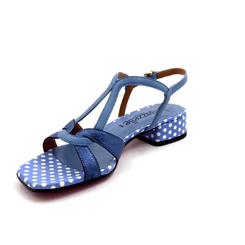 Ivoire 368 Couro Azul Celeste e Bolinhas Ivoire Chaussures