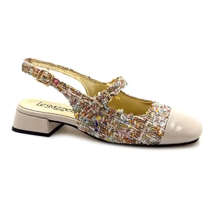 Ivoire se106 Μπεζ Λουστρίνι & Πολύχρωμο Τουίντ Ivoire Chaussures