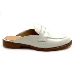 Ivoire Leather Moccasin Mules 1211 Bianco %price%