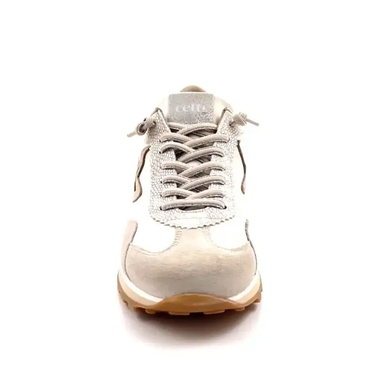 Cetti C1259 Sra-skinn og lys beige semsket skinn og hvitt tekstil Ivoire Chaussures