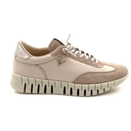 Cetti c1381 Sra Wedge Sneakers in Beige Leather & Suede €145.00