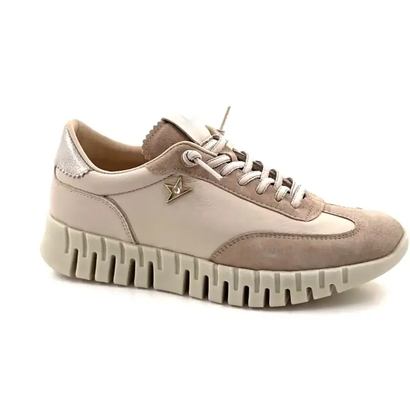 Cetti c1381 Sra leer en suède beige Ivoire Chaussures