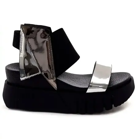 United Nude Delta 3D Keilsandalen 1098793913 Lackleder Silber & Schwarz 289,00&nbsp;€