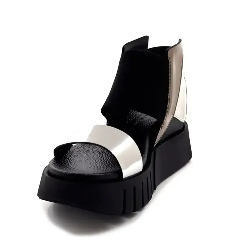 United Nude Delta 3D 1098793913 Pelle verniciata Argento e nero Ivoire Chaussures