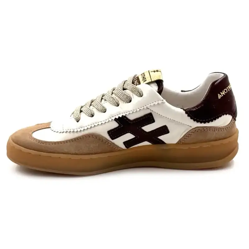 Another Trend A032 T4 Hvid & Brun Laklæder Hasselnød Ruskind Ivoire Chaussures