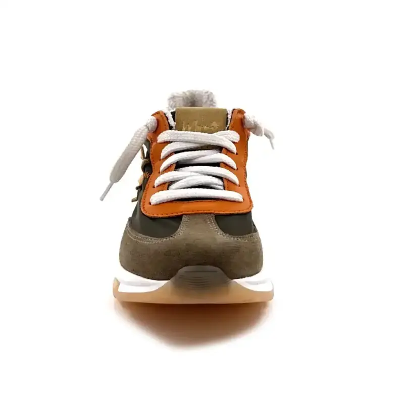 Moni Runny 101 Couro e Têxtil Verde, Laranja e Marrom Ivoire Chaussures