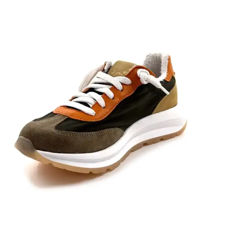 Moni Runny 101 Piel y Textil Verde, Naranja y Marrón Ivoire Chaussures