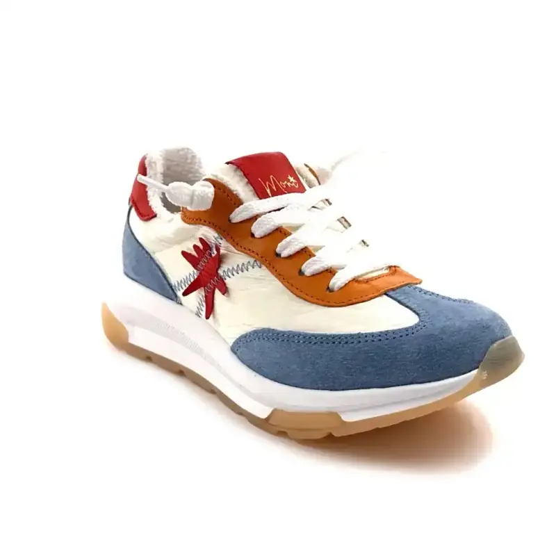 Moni Runny 102 Cuir & Textile Multicolore Ivoire Chaussures