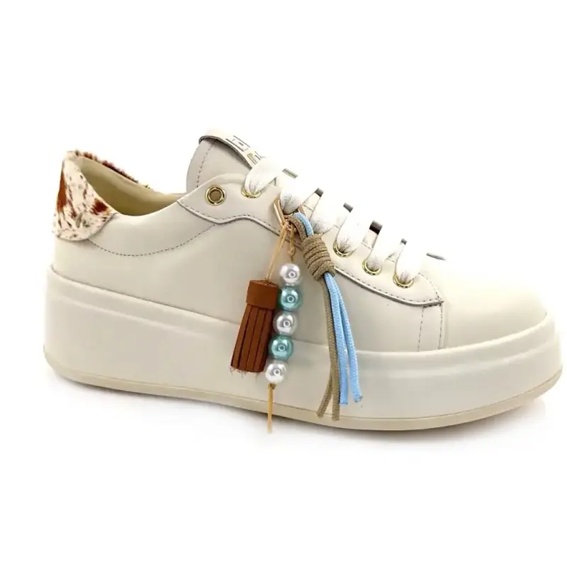 Giove Olivia 02 Skórzany kremowy zestaw Mucca Ivoire Chaussures