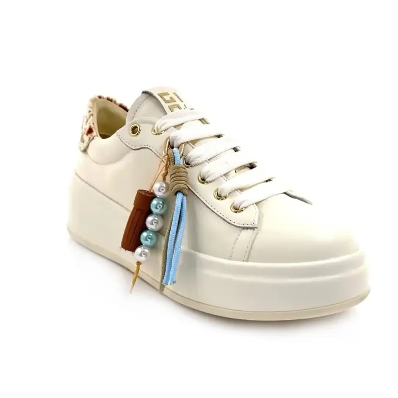 Giove Olivia 02 Skórzany kremowy zestaw Mucca Ivoire Chaussures