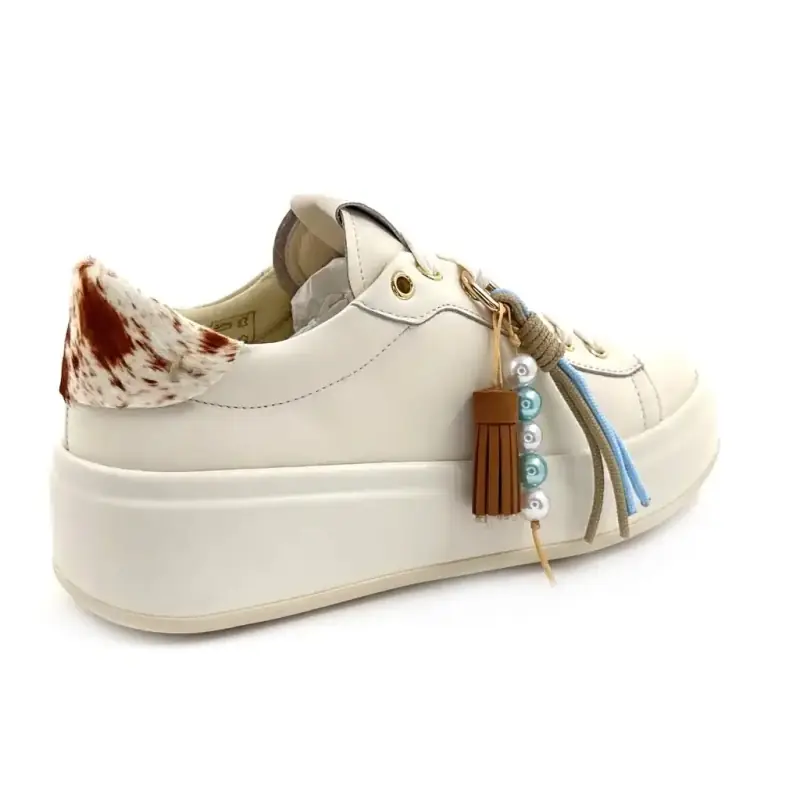 Giove Olivia 02 A Couro Creme Combi Mucca Ivoire Chaussures
