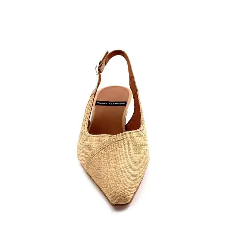 Zapatos de tacón Angel Alarcon 26020-416 D de rafia color beige. Ivoire Chaussures