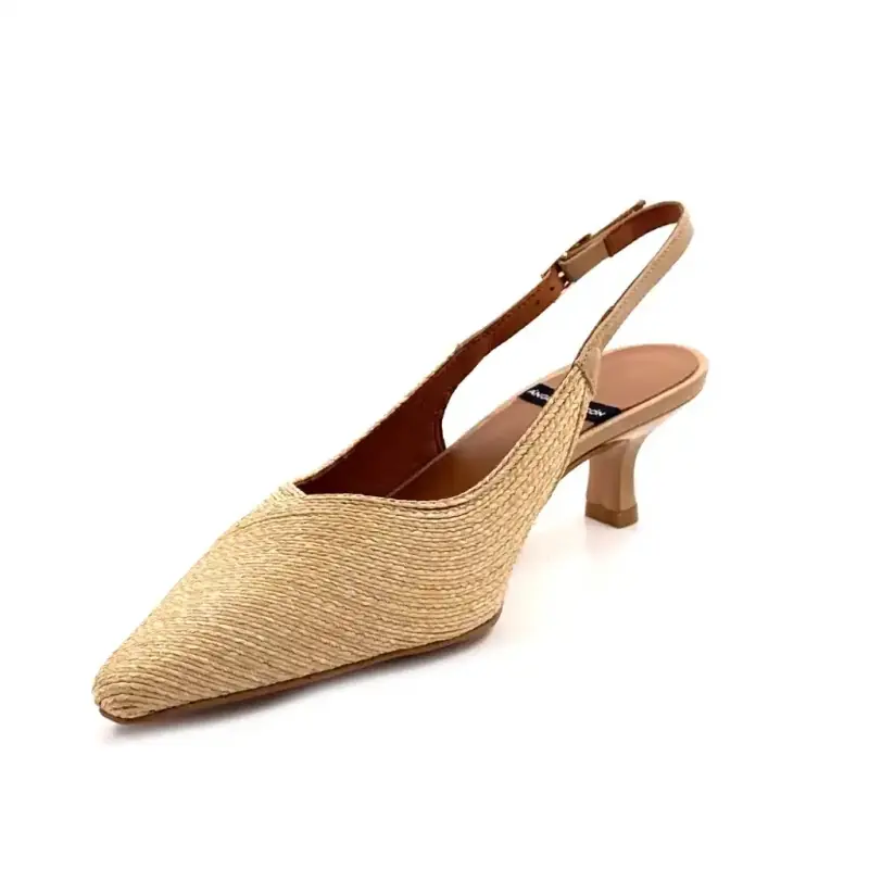Zapatos de tacón Angel Alarcon 26020-416 D de rafia color beige. Ivoire Chaussures