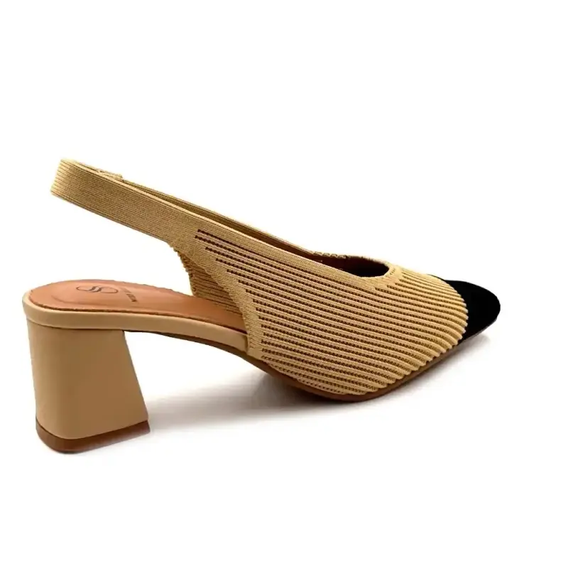 Miss Elastic 75021-65-72 Textile Beige & Noir Ivoire Chaussures