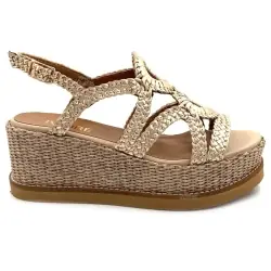 Ivoire Wedge Sandals 12270 Jil XLG Gold Leather %price%