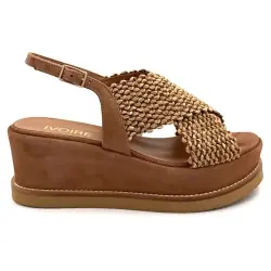 Sandalias de cuña Ivoire 3022 Jil XLG de ante y rafia color camel %price%