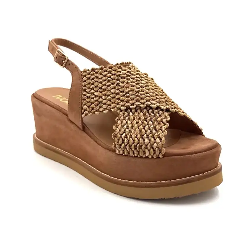 Ivoire 3022 Jil XLg Camurça e Ráfia Camel Ivoire Chaussures